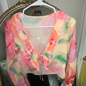Colorful Ruffled Women's Top